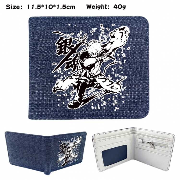 Gintama Anime denim folding full-color wallet 11.5X10X1.5CM
