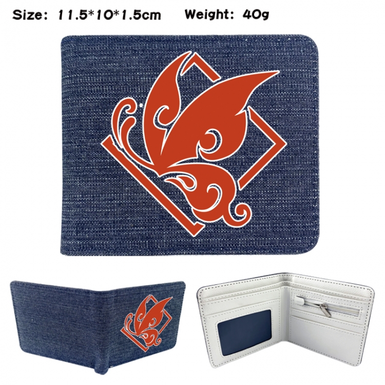 Genshin Impact Anime denim folding full-color wallet 11.5X10X1.5CM