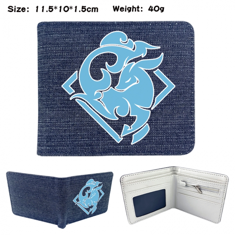 Genshin Impact Anime denim folding full-color wallet 11.5X10X1.5CM