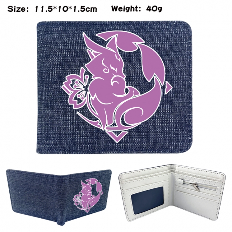 Genshin Impact Anime denim folding full-color wallet 11.5X10X1.5CM