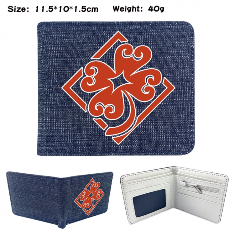 Genshin Impact Anime denim folding full-color wallet 11.5X10X1.5CM