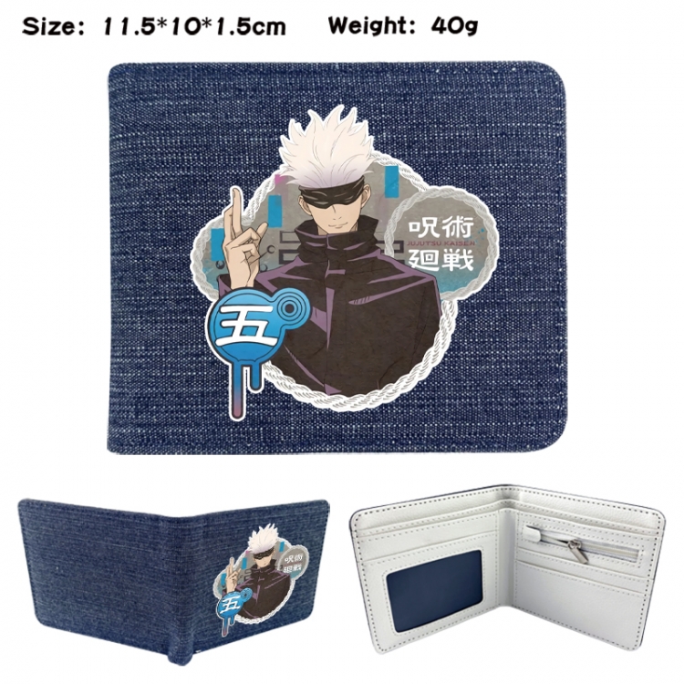 Jujutsu Kaisen Anime denim folding full-color wallet 11.5X10X1.5CM