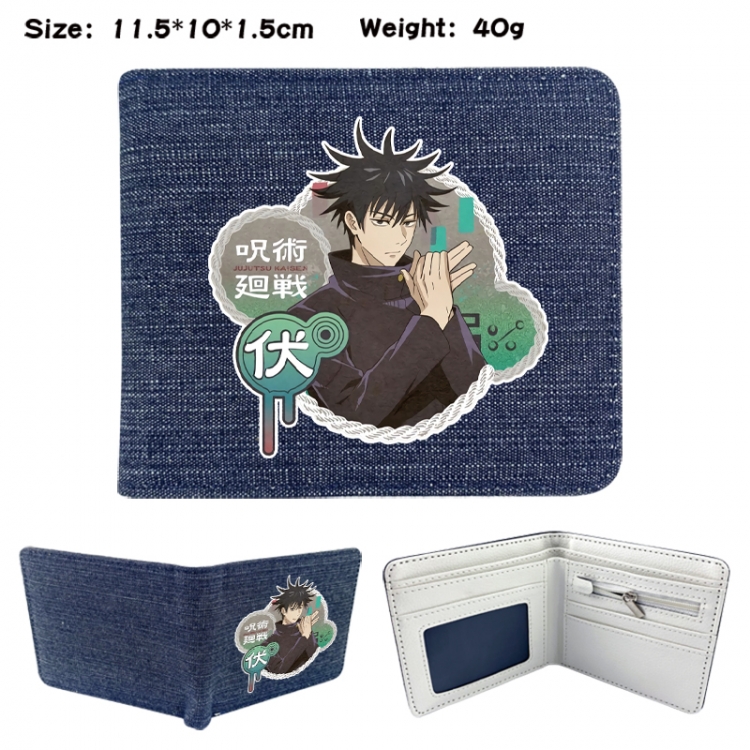 Jujutsu Kaisen Anime denim folding full-color wallet 11.5X10X1.5CM