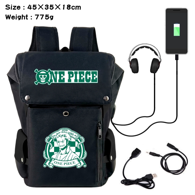 One Piece Anime Canvas Bucket Data Cable Backpack School Bag 45X35X18CM 775G