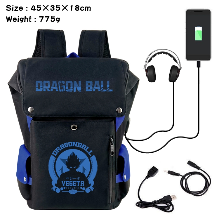 DRAGON BALL Anime Canvas Bucket Data Cable Backpack School Bag 45X35X18CM 775G