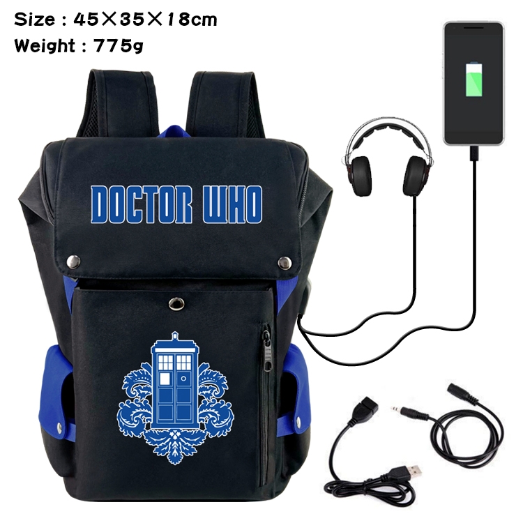 Doctor Who Anime Canvas Bucket Data Cable Backpack School Bag 45X35X18CM 775G