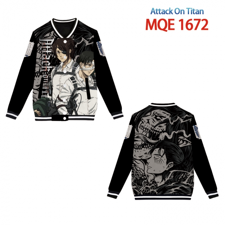 Shingeki no Kyojin Full color round neck baseball Sweater coat Hoodie XS to 4XL   MQE 1672