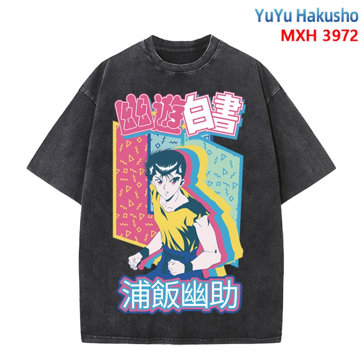 YuYu Hakusho Anime peripheral pure cotton washed and worn T-shirt from S to 4XL