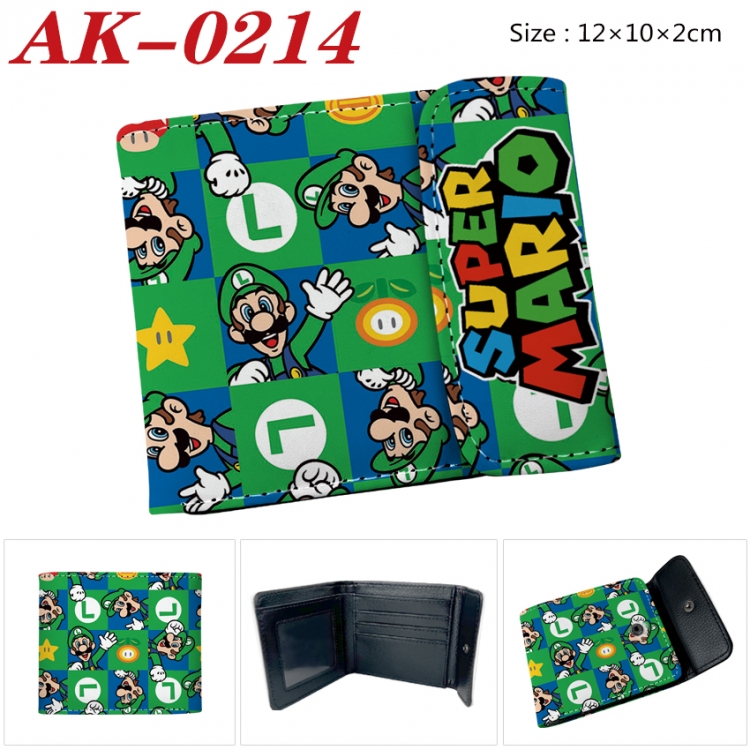 Super Mario Anime PU leather full color buckle 20% off wallet 12X10X2CM