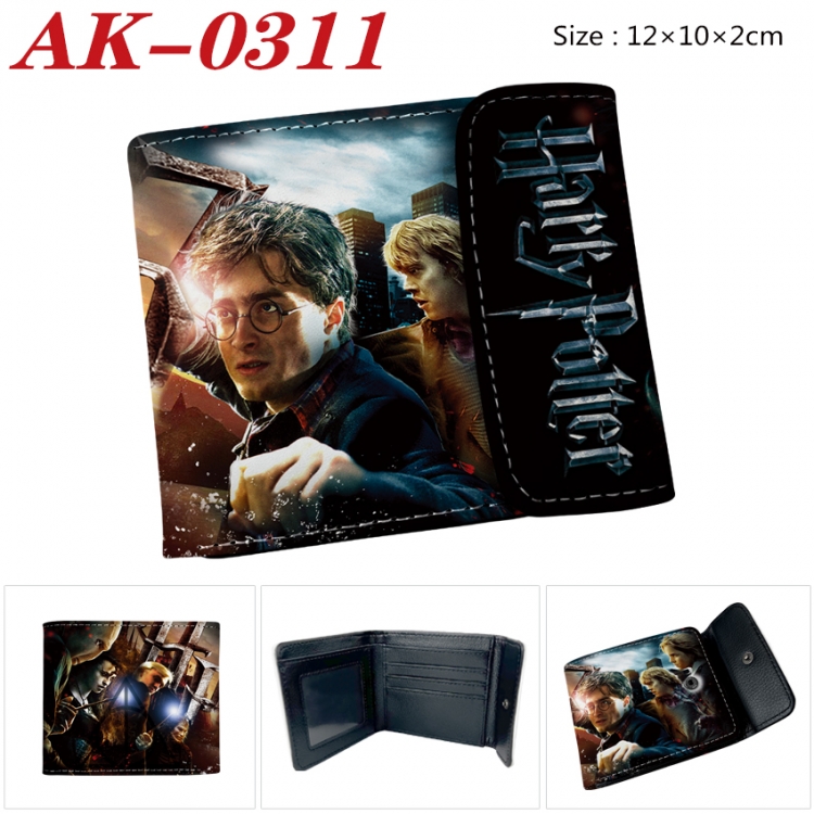 Harry Potter Anime PU leather full color buckle 20% off wallet 12X10X2CM