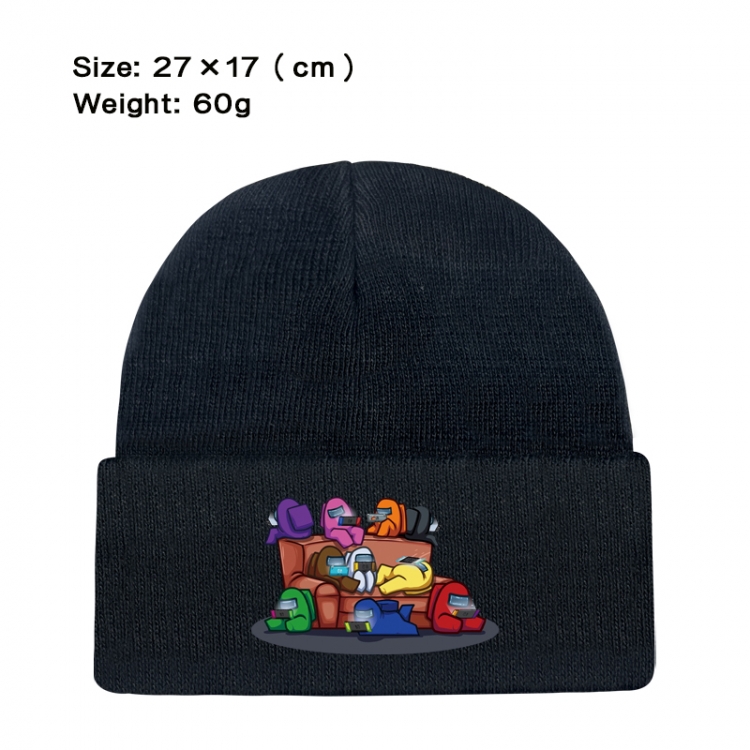 Among-us Anime printed plush knitted hat warm hat 27X17cm 60g