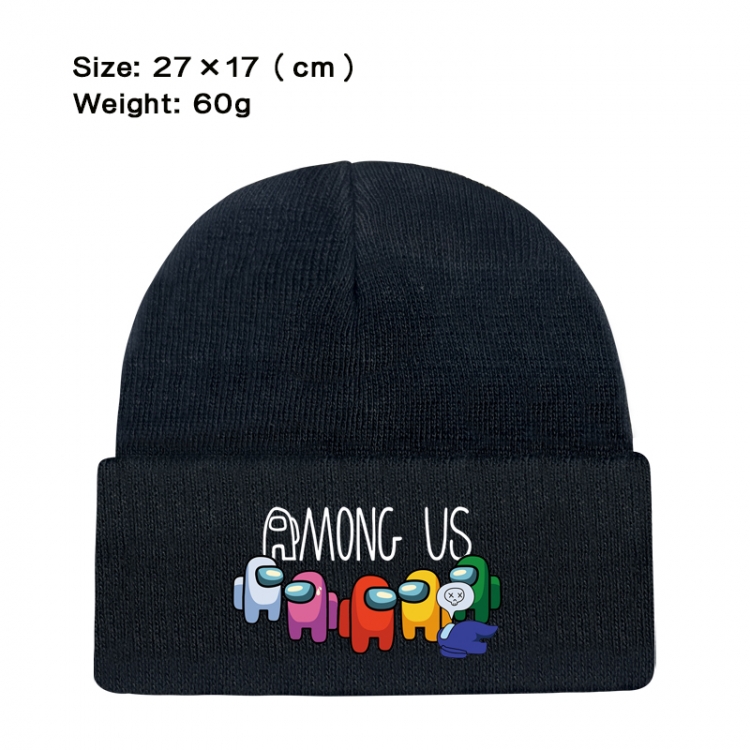 Among-us Anime printed plush knitted hat warm hat 27X17cm 60g