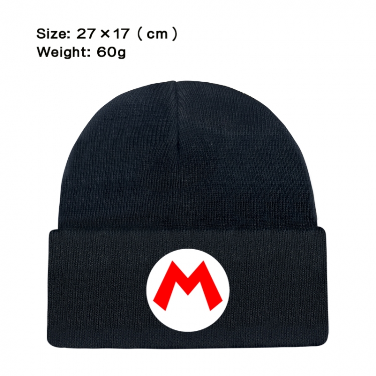 Super Mario Anime printed plush knitted hat, warm hat 27X17cm 60g