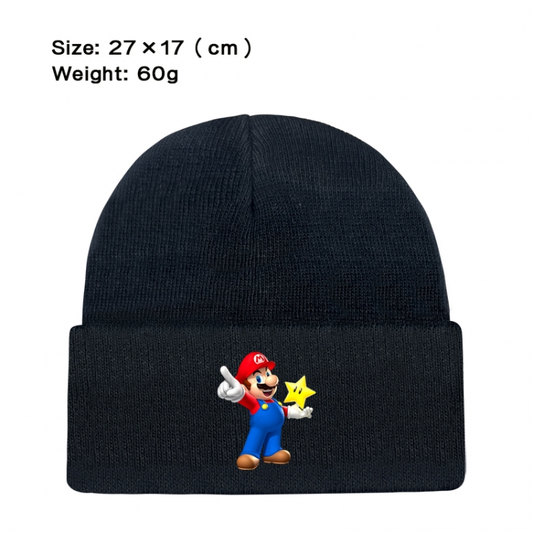 Super Mario Anime printed plush knitted hat, warm hat 27X17cm 60g
