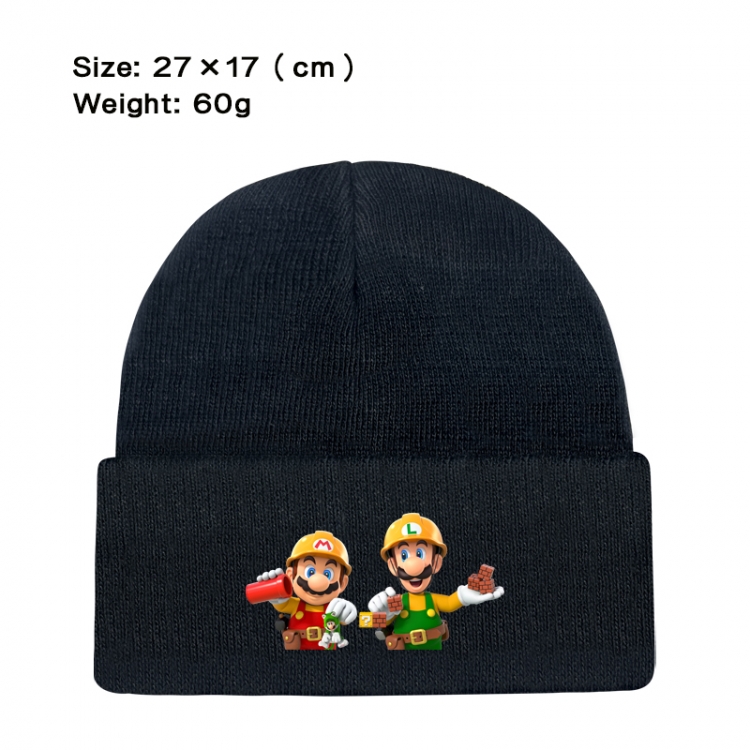 Super Mario Anime printed plush knitted hat, warm hat 27X17cm 60g