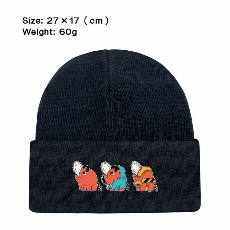 Chainsawman Anime printed plush knitted hat, warm hat 27X17cm 60g