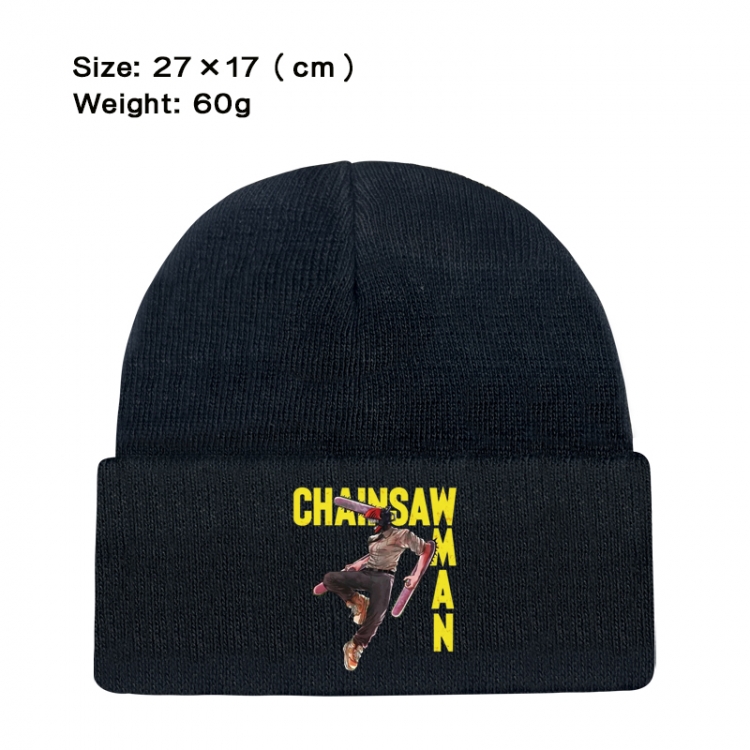 Chainsawman Anime printed plush knitted hat, warm hat 27X17cm 60g