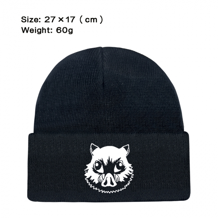 Demon Slayer Kimets Anime printed plush knitted hat, warm hat 27X17cm 60g