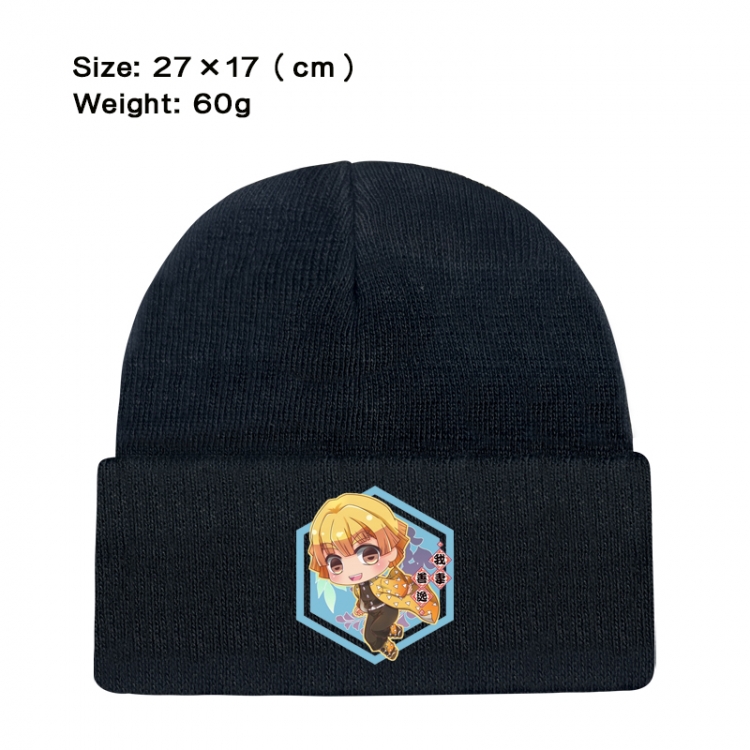 Demon Slayer Kimets Anime printed plush knitted hat, warm hat 27X17cm 60g