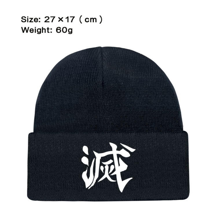 Demon Slayer Kimets Anime printed plush knitted hat, warm hat 27X17cm 60g