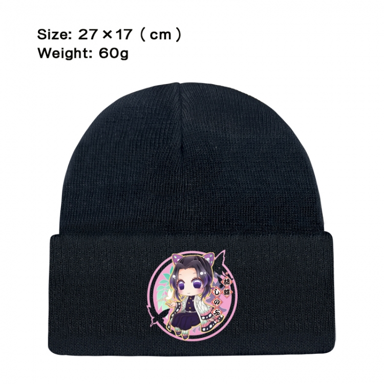Demon Slayer Kimets Anime printed plush knitted hat, warm hat 27X17cm 60g