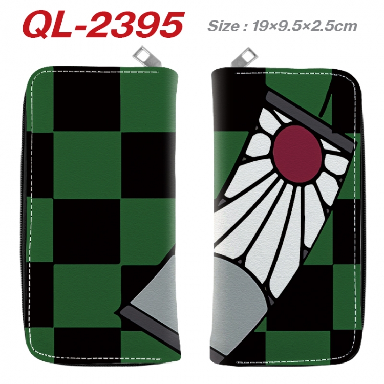 Demon Slayer Kimets Anime peripheral PU leather full-color long zippered wallet 19.5x9.5x2.5cm