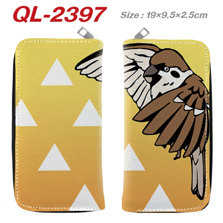 Demon Slayer Kimets Anime peripheral PU leather full-color long zippered wallet 19.5x9.5x2.5cm