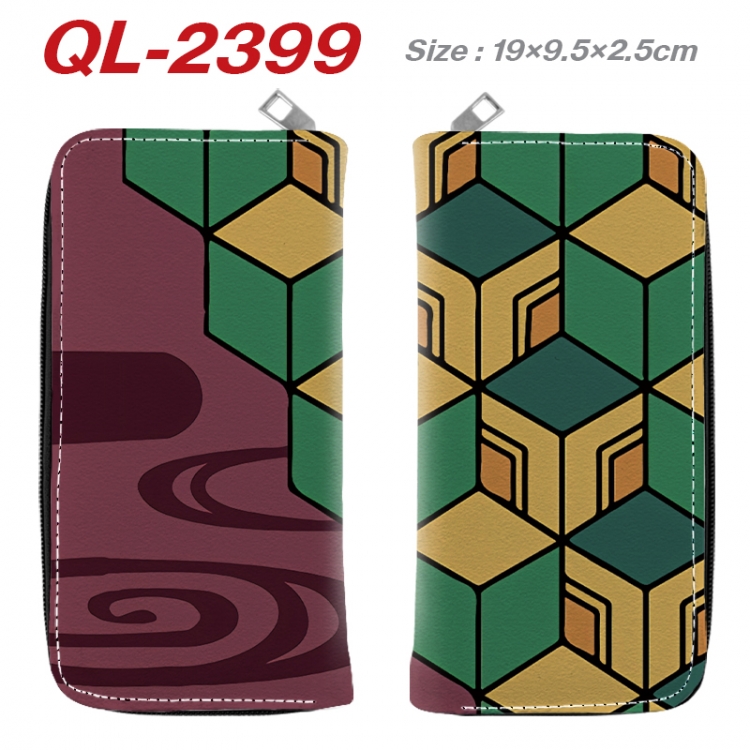 Demon Slayer Kimets Anime peripheral PU leather full-color long zippered wallet 19.5x9.5x2.5cm