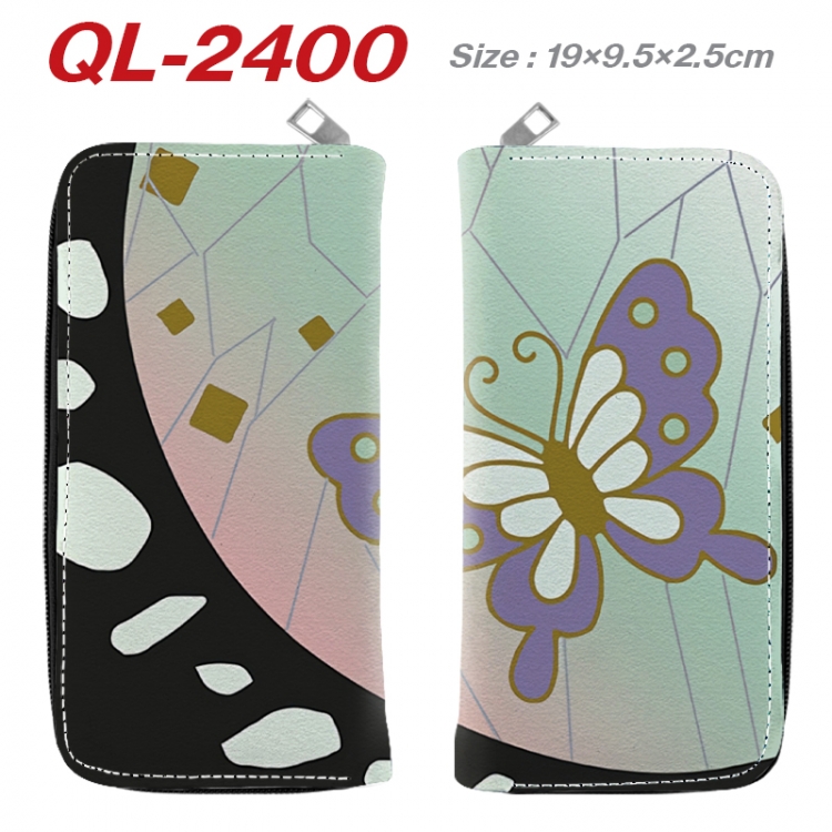 Demon Slayer Kimets Anime peripheral PU leather full-color long zippered wallet 19.5x9.5x2.5cm