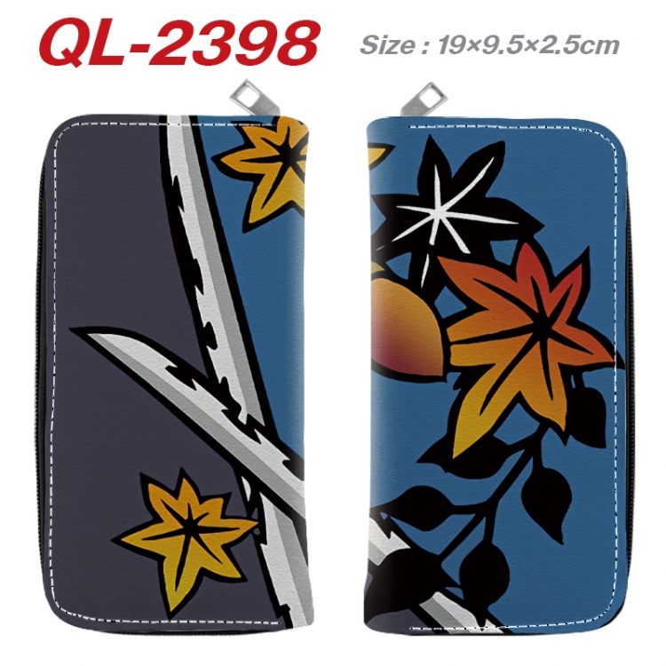 Demon Slayer Kimets Anime peripheral PU leather full-color long zippered wallet 19.5x9.5x2.5cm