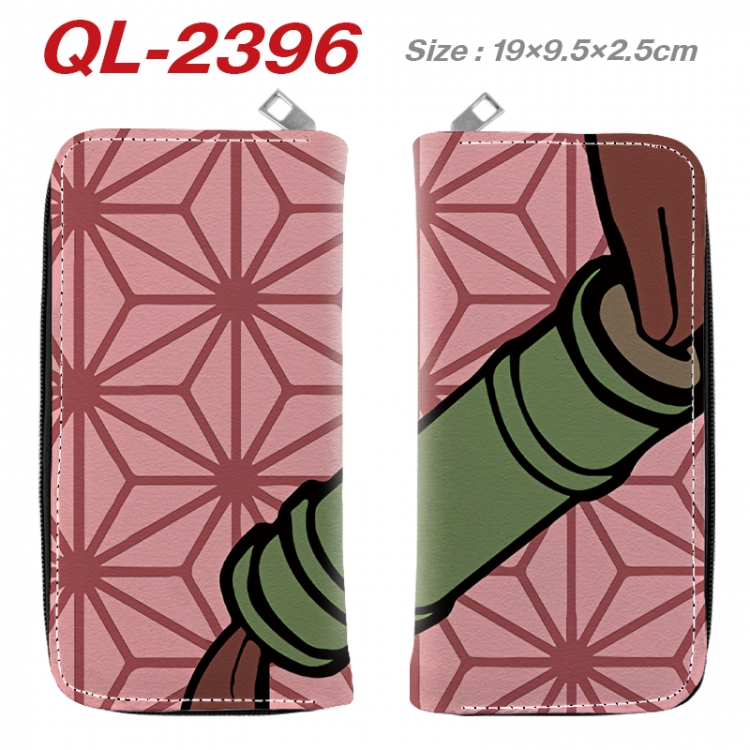 Demon Slayer Kimets Anime peripheral PU leather full-color long zippered wallet 19.5x9.5x2.5cm