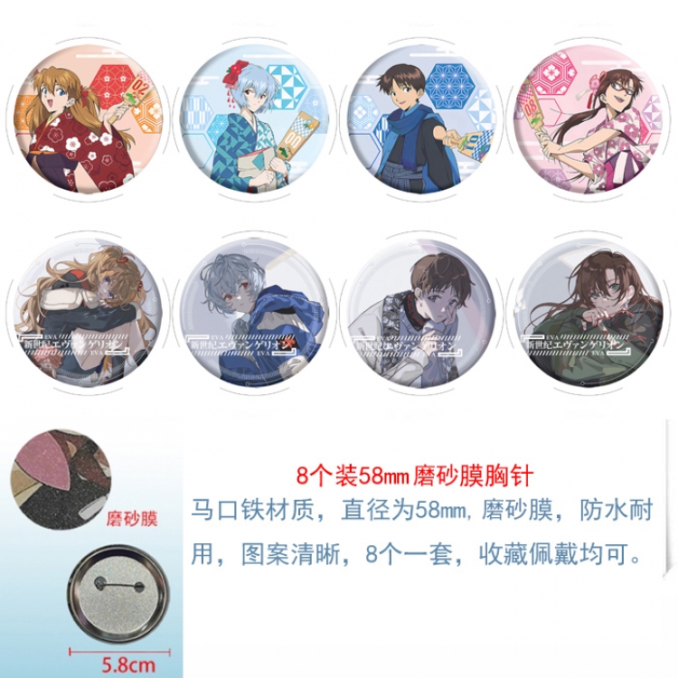 EVA Anime round scrub film brooch badge 58MM a set of 8