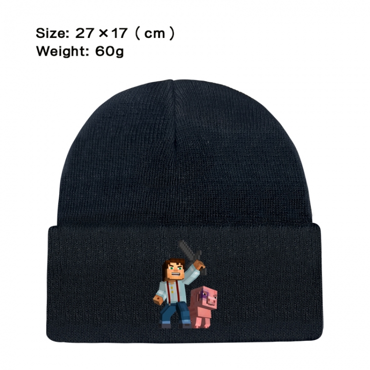 Minecraft Anime printed plush knitted hat warm hat 27X17cm 60g