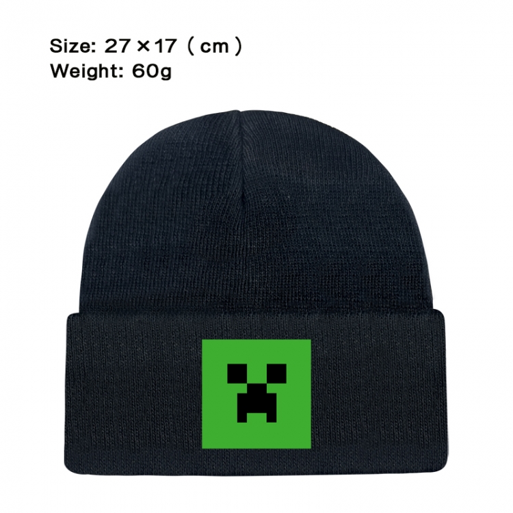 Minecraft Anime printed plush knitted hat warm hat 27X17cm 60g