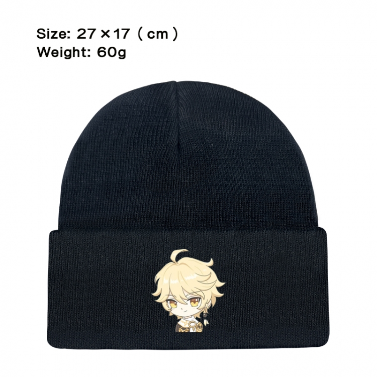 Genshin Impact Anime printed plush knitted hat warm hat 27X17cm 60g