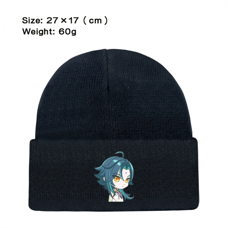 Genshin Impact Anime printed plush knitted hat warm hat 27X17cm 60g