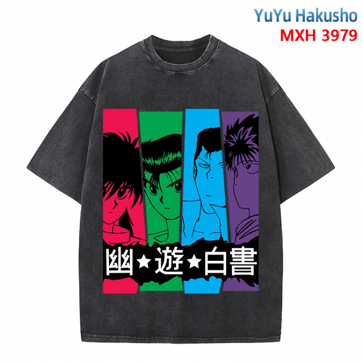 YuYu Hakusho Anime peripheral pure cotton washed and worn T-shirt from S to 4XL