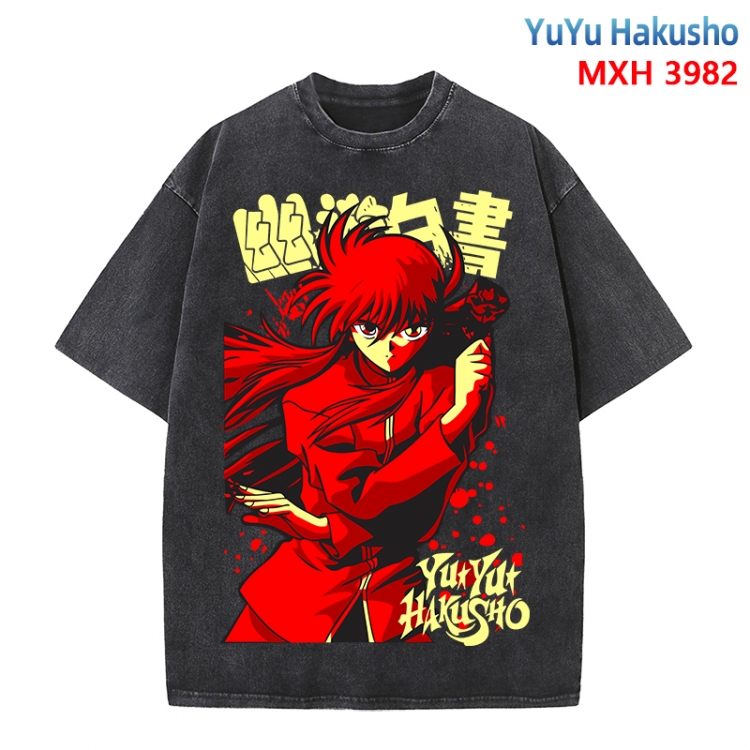 YuYu Hakusho Anime peripheral pure cotton washed and worn T-shirt from S to 4XL