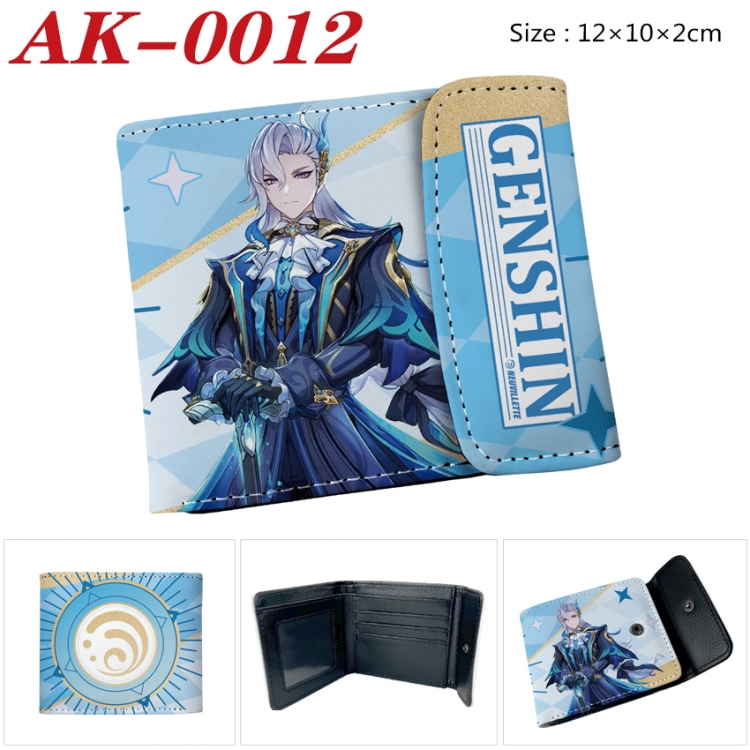 Genshin Impact Anime PU leather full color buckle 20% off wallet 12X10X2CM