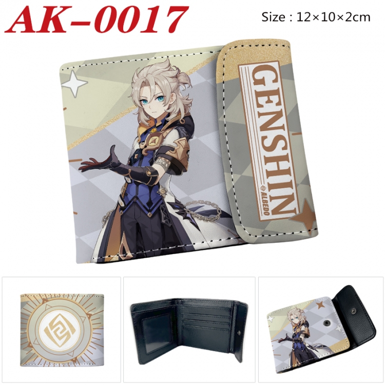 Genshin Impact Anime PU leather full color buckle 20% off wallet 12X10X2CM