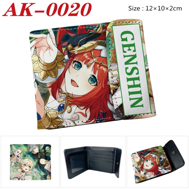 Genshin Impact Anime PU leather full color buckle 20% off wallet 12X10X2CM