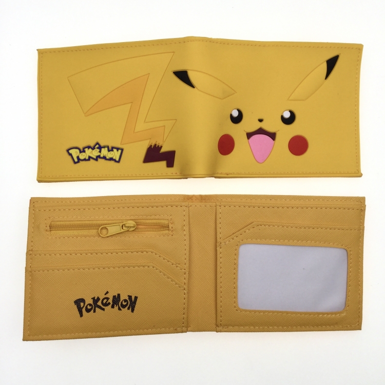 Pokemon Short half fold wallet with PVC plastic surface around animation