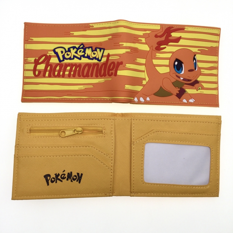 Pokemon Short half fold wallet with PVC plastic surface around animation