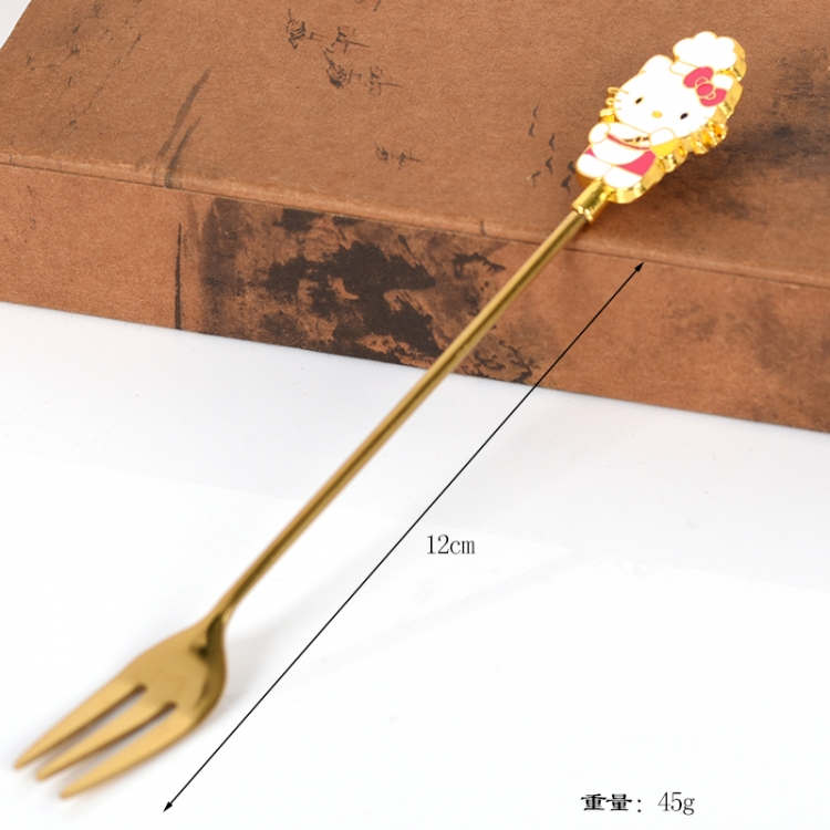 White cat Environmental protection metal tableware cartoon fork blister cardboard packaging  price for 2 pcs