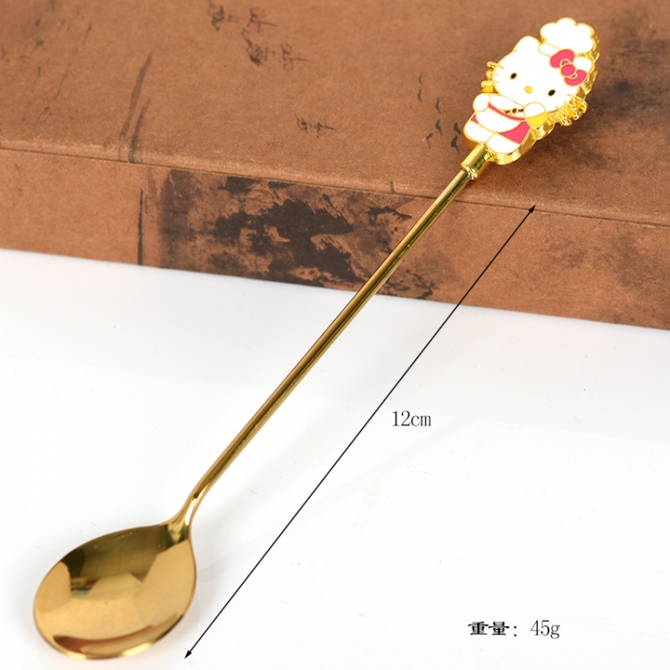 White cat Environmental protection metal tableware cartoon spoon blister cardboard packaging price for 2 pcs