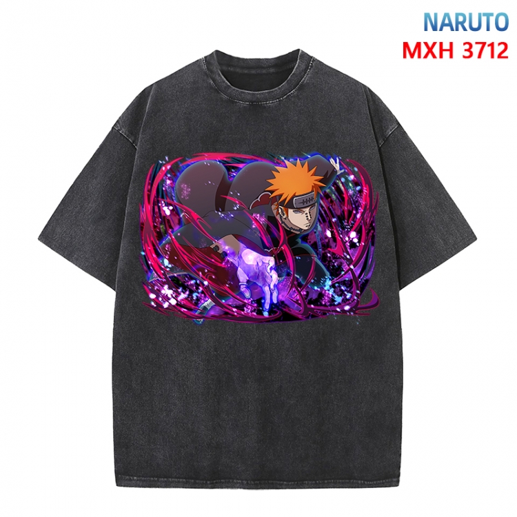 Naruto Anime peripheral pure cotton washed and worn T-shirt from S to 4XL