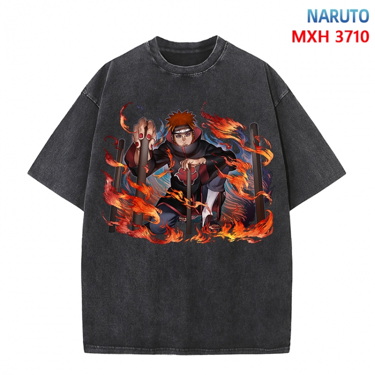 Naruto Anime peripheral pure cotton washed and worn T-shirt from S to 4XL
