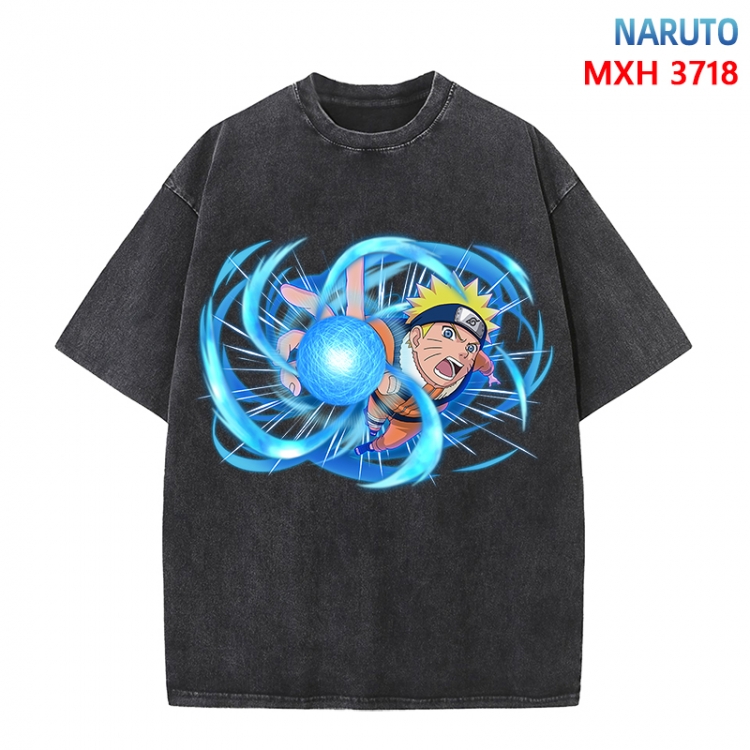 Naruto Anime peripheral pure cotton washed and worn T-shirt from S to 4XL