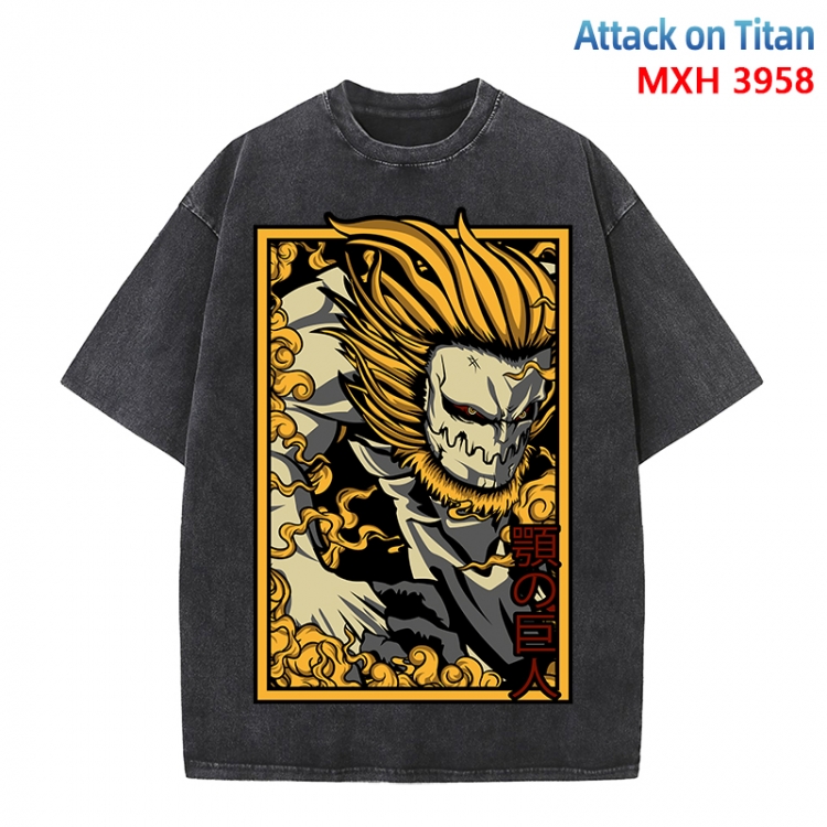 Shingeki no Kyojin Anime peripheral pure cotton washed and worn T-shirt from S to 4XL