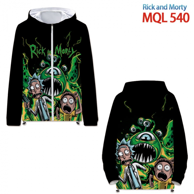 Rick and Morty Full Color Jacket Hooded Zip Strap Mesh Trench Coat from S to 4XL